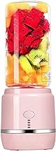 GIENEX Portable Blender, USB Travel Juice Cup Personal Travel Blender Baby Food Mixing Machince with Updated 6 Blades with Powerful Motor 4000mAh Rechargeable Battery,13Oz Bottle (Color : Pink)