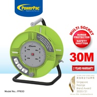 PowerPac Cable Reel 30M Portable Cable Reel, Extension Socket, Power Reel, Power Cord (PP830)