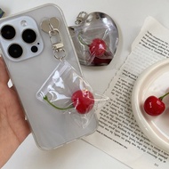 Korean Ins Style Packed Cherries Tomato Keychain Fresh Fruit Transparent Bag Mobile Phone Pendant Gi