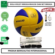 PAKETAN BOLA VOLLY/VOLI MIKASA MVA330/MV330 DAN NET VOLI MIKASA GOLD - BOLA STANDART INTERNASIONAL -