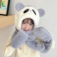 ES เด็กใหม่หมีสตรอเบอร์รี่สามชิ้นชุดที่ปิดหูกันหนาวผ้าพันคอหมวกถุงมือเด็กหนึ่งคนหมวกกันลมที่อบอุ่น