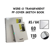 MAYPAP Wire-O Transparent PP Cover Sketch Book ( A4 / A5 ) 110gsm 60 Sheets