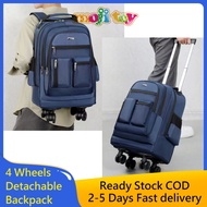 Rolling Backpack 4 Wheels Detachable Waterproof Laptop Bag Trolley Backpack Travel Backpack