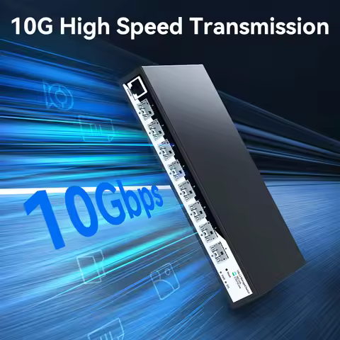 LIANGUO 10Gb L3 Managed SFP+ Network Switch 8 Port 1G/2.5G/10G SFP Web Managed Home Lab Ethernet Swi