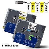Brother Compatible TZe FX231 TZ 231 221 241 251 Wide Flexible ID Laminated Cable Labeling Tape TZeFX231 Compatible Brother P-Touch PT-H107B PT-H110 PT-D210 PT-D450 PT-P750W