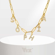 Vnox 14K COD Gold Initial Letter Custom Name Necklace Kwintas with Paper Clip Chain Women