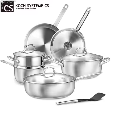 KOCH SYSTEME CS Stainless Steel Cookware Set 10Pcs Kitchen Pots and Pans Set Family Cooking Sauce pa
