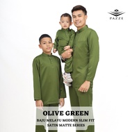 [PLUS SIZE/NEW RAYA 2025] Pazze Baju Melayu Modern Slim Fit Satin Matte Sedondon Set- Silver Grey/So