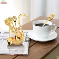IMIHAN Swan Spoons, with 6 Spoons Creative Swan Base Stand Spoons, Stirring Mixing Table Decoration 