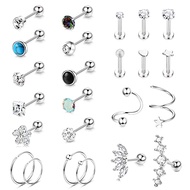 FASACCO 24Pcs 18G Cartilage Earring for Women Men Surgical Steel Stud Earrings Set Forward Helix Ear