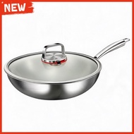 【NEW】316 Stainless Steel Wok Extra Thick 5 Layer Non-Coating Cookware Induction