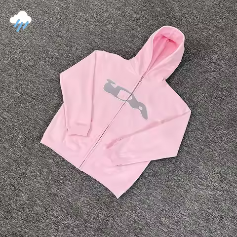 Men Women Couple Casual Pink Black Ida.sply Zip Hoodie High Quality Streetwear Classic Logo Embroide