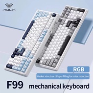 AULA F99 Gaming nical Keyboard 99 Keys Structure Wireless Bluetooth Wired Hot Swappable PBT Gasket R