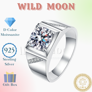 WILD MOON【1.0ct/Adjustable/Silver】 Moissanite Ring/925 silver plated with 5 layers of 18k Gold/Saudi Gold 18k Pawnable Legit/Silver Ring For Men 925 Original Italy/Diamond Engagement Ring For Men/White Gold Ring Pawnable 18k/Promise Ring With Box