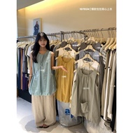SAILORMOON Sleeveless 2-piece dress with pockets - minimalist Korean layered loose women's summer dr