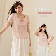 plus size blouse for women XL-5XL big size fashion pink shirt for lady plaid shirts top 24PS793