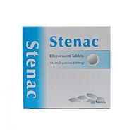 Stenac Effervescent Tablet Acetylcysteine 600mg Cough Phlegm Batuk Kahak Respiratory Tract Mucolytic