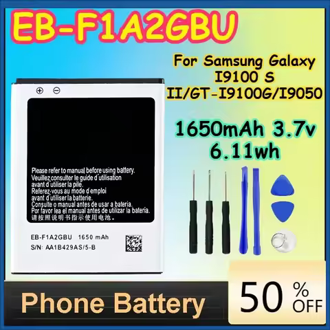 EB-F1A2GBU 1650mAh 3.7v 6.11wh Battery for Samsung Galaxy I9100 S II/GT-I9100G/I9050 Phone Battery+