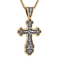 Eastern Orthodox Cross Necklace for Men Women Retro Religious Jesus Crucifix Byzantine Cross Christi