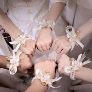 Fairy Fresh Pearl Bracelet Only Bride Bridesmaid Sisters Unity Event Party Wedding Wrist Flower Hand