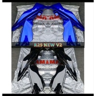 RIGHT WING FAIRING COVER PANEL YAMAHA R 25 R25 NEW V2 BLACK ORIGINALbiru