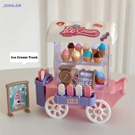 JOSALEM Ice Cream Truck Toy, Dessert Stand with Light Mini Bread Van, Colorful Miniature Scene DIY M