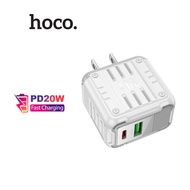 Củ sạc nhanh PD20W Hoco C135 1 cổng Type-C và 1 cổng USB tương thích nhiều thiết bị chân dẹt