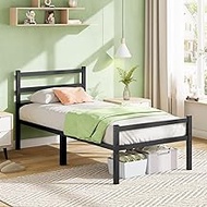 Mr IRONSTONE Twin Bed Frames with Headboard and Footboard, 14 Inch Heavy Duty Metal Platform Bed Frame Twin Size Support up to 2000LBS, Single Bed Frame No Box Spring Needed, Underbed Storage Space
