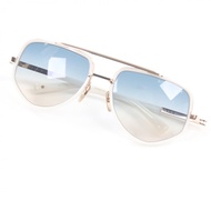 狀況極佳的DITA DTS463 MACH-X 雙梁太陽眼鏡，白色鏡框，粉金和藍色漸變鏡片，尺寸 55□20-127，帶盒子和眼鏡盒，日本製造。