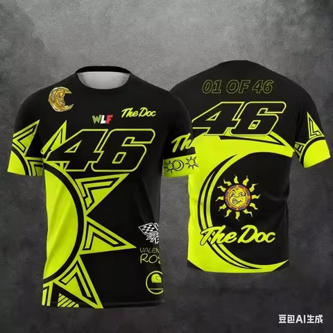 2025 New NO.46 Valention Rossi Enthusiast Motorsport Men's Kids Commemorative Summer Fashion Breatha