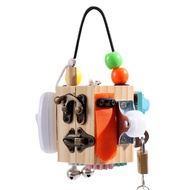 Kids Busy Block Toys Wooden Montessori Teaching Aids Multifunctional Eight-Sided Busy Cube Busy Boar
