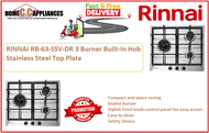 RINNAI RB-63SSV-DR 3 Burner Built-In Hob Stainless Steel Top Plate / FREE EXPRESS DELIVERY