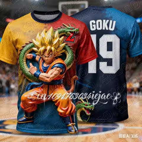 2026 New Anime Football Jersey Dragon Ball Men Women Oversize Tshirt Summer Quick Dry Sport Breathab