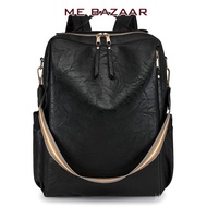 Beg Ransel Retro PU Leather | Backpack Kapasiti Besar 56-75L 14 Inch Laptop Sleeve | Bantalan Belaka