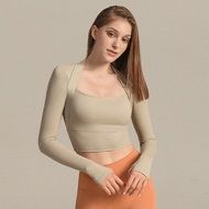 Yoga Clothes with Chest Pads Sports Long-Sleeved Running Fitness Yoga Clothes Women Slimmer Look Ski