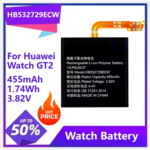 High Quality NEW HB532729ECW Battery For Huawei Watch GT2 GT 2 46MM LTN-B19 Smartwatch Battery 455mA