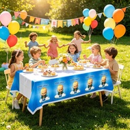 Hot selling baby boss boy's birthday party disposable waterproof tablecloth, perfect for children's 