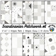 10 Sheets Scandinavian Patchwork 1 by byte studio | Cardstock Craft Paper Junk Journal Stationery