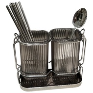 Wall Mounted Kitchen Cutlery Organizer Light Luxury Chopstick Spoon Holder Stainless Steel Utensil D