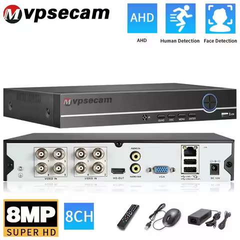 Mvpsecam 8MP AHD CCTV DVR 8CH 4K 6 in 1 AHD CVI TVI CVI CVBS 8MP Security DVR NVR AHD Camera IP Came