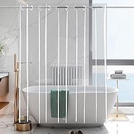 YISURE No Hook Needed Long Shower Curtain 84in, Clear PEVA Plastic Waterproof Heavy Duty Bathroom Cu