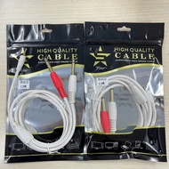 Dây chuyển jack 3.5mm sang 2 jack 6mm dài 1.8M - dây trắng tốt / Dây chuyển jack 3.5 ly ra 2 đầu 6 l