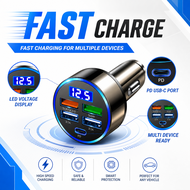 Car Phone Charger Adapter with Voltage Display Dual PD Super Fast 12-24V for iPhone 15 Pro Max, OPPO