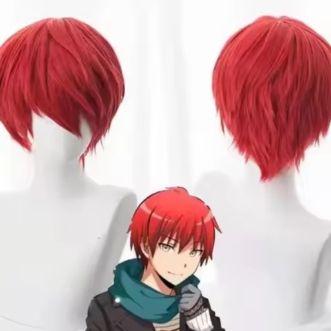 Assassination Classroom Karma Akabane / Akashi Seijuro / Sasori Short Flame Red Cosplay Wig Costume 