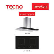 (HOOD + HOB) TECNO Tecno ISA 9238 / ISA9238 Island Hood with Black front Panel + Tecno TG 283HB / TG283HB Induction-Ceramic Hybrid Hob