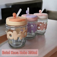 HOHO 350ml Spill-Proof Glass Tumbler with Straw Lid