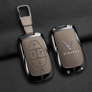Zinc Alloy Goatskin Genuine Leather Car Key Cover Shell Fob Holder Auto Protector Accessories For Vi