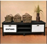 ( Ready Stok)Lemari Rotan Sintetis 2 Laci DVD Meja TV Rotan Minimalis Murah