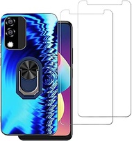 for BLU C5L Max Phone Case with 2 Pack Screen Protector,Ring Holder Stand Slim Wave Pattern Design f