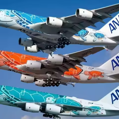46CM A380 Air Japan ANA Airlines Airplane Model Airbus 380 Cartoon Sea Turtle Aircraft Resin Die-cas